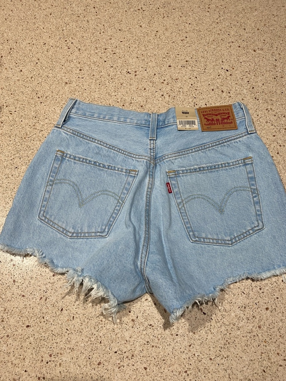 Levi's Light Blue 501 High-Rise Denim Shorts 100% COTTON - Picture 3 of 7